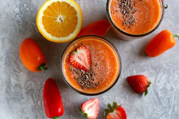 Strawberry orange smoothie with peppers